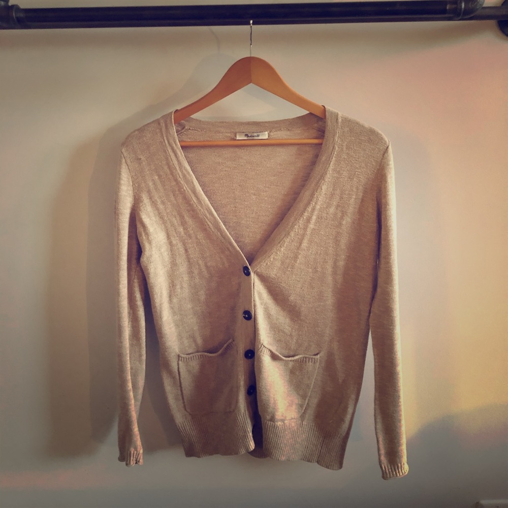 Madewell Tan Cardigan with Double Pockets